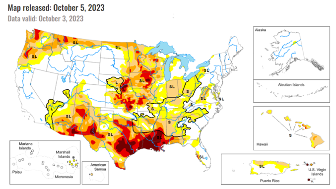 Latest drought conditions in the United States.